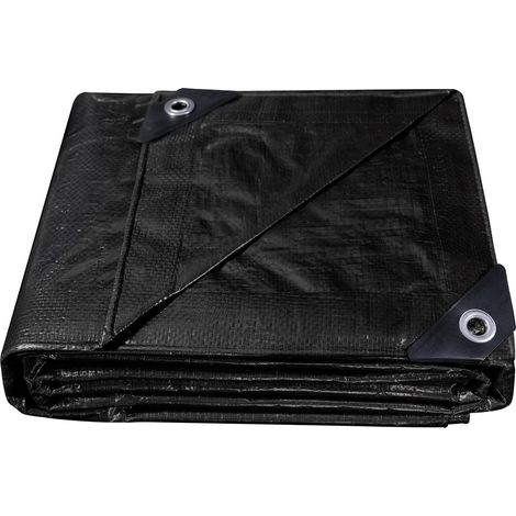 3x3m Bâche Moyenne Utilisation 110GSM - Tapis de Sol étanche pour Camping Tente résistante aux UV Housses extérieures Piscine Toit Bac à Sable Bateaux Camion RV Bâche de Voiture (Noir) (1/5)