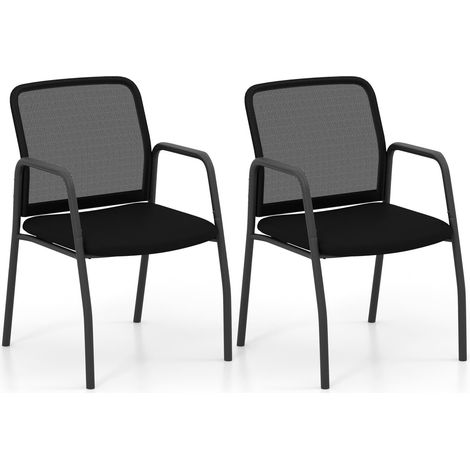 COSTWAY Waiting Room Chair Set of 2 Office Guest Chairs w/Mesh Backrest (1/5)