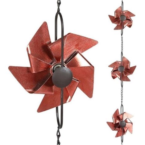 Regenkette Windmühlenform 2 6 m Metall Einzigartiges Gartenaccessoire Sammelt effektiv Regenwasser Geeignet für Außenbereiche Gärten und Rot 2,6 (1/5)