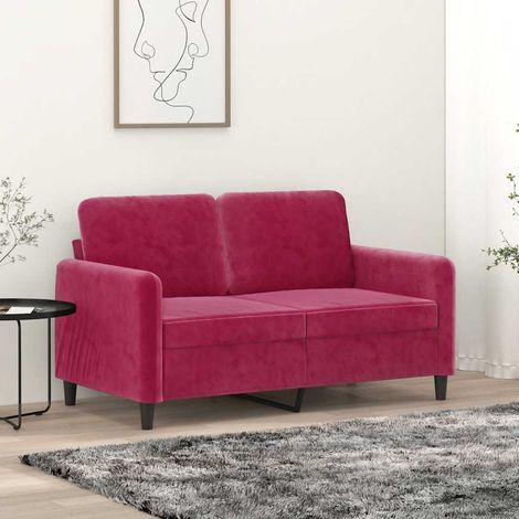 Canapé à 2 places Rouge bordeaux 120 cm Velours (1/5)