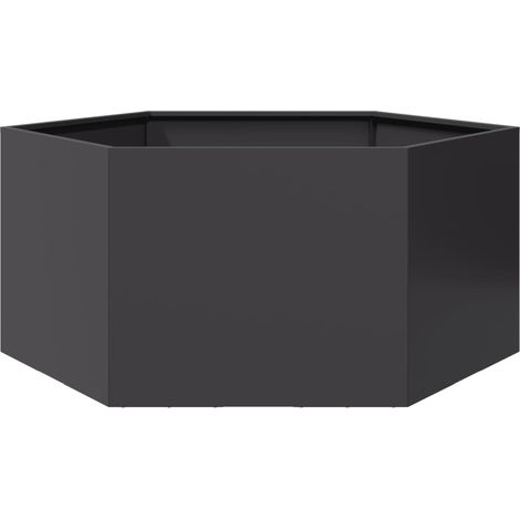 Pflanzkübel Schwarz Sechseckig 104x90x45 Stahl vidaXL