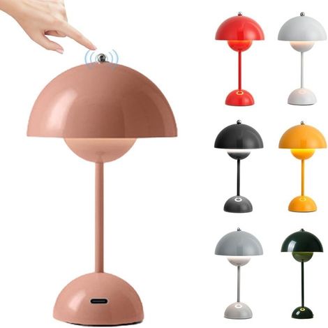 Lampe champignon LED rechargeable, lampe de chevet tactile à intensité variable avec 3 modes, style pot de fleurs décoratif (1/5)