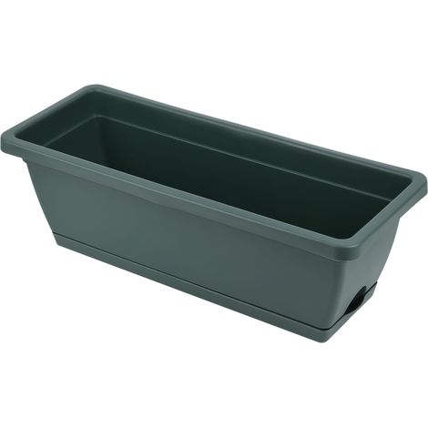 Boîte À Plantes Pour Fenêtre - Boîte À Plantes En Plastique Rectangulaire 36 x 19 x 15 cm Avec Soucoupe - Pour Jardin Intérieur Et Extérieur - 1 Pièce (1/5)