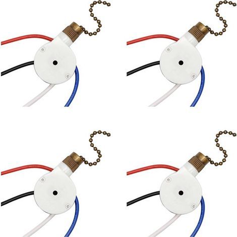 Convient aux interrupteurs de ventilateur de plafond ZingEar ZE-208S E89885, 4 réglages de vitesse, 4 cordons, type à fermeture éclair, couleur bronze, paquet de 4. (1/4)