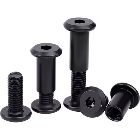 Lot de 10 vis de connexion M4 x 30 mm, pour meubles, écrous à douille M4, vis à douille, en acier inoxydable A2 V2A, oxyde noir, connecteur d'armoire avec clés à six pans creux