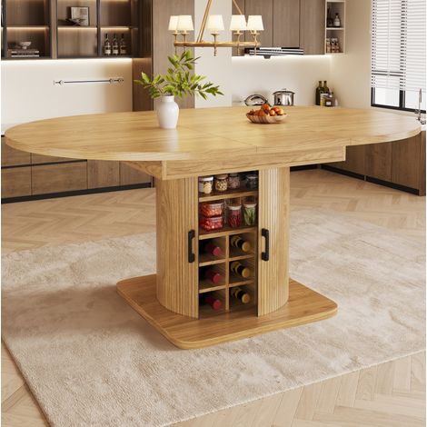 Table extensible 118-158 x 118 x 76 cm en MDF et métal avec rangement et étagères amovibles (1/5)
