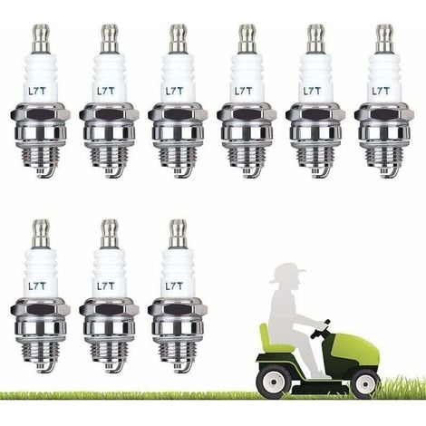 Accessoire pour débroussailleuse, Lot de 10 Bougie D'allumage L7T Bougie Tronconneuse Débroussailleuse Tondeuse pour Moteur à Deux Temps Taille Haie Débroussailleuse (Argent) (1/5)