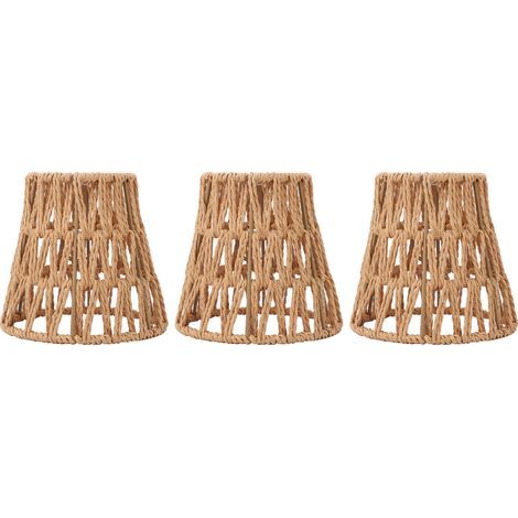 Ortviai Abat-jour en rotin artificiel tressé en papier, style bohème, 3 pièces, clip E14 pour lampes de table et lampes à poser (1/5)