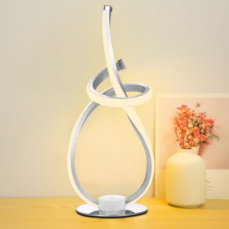 Lampe de table spirale moderne, veilleuse LED d'ambiance à 3 couleurs, lampe de chevet à intensité variable, lampe de chambre unique pour la décoration intérieure (salon, chambre, bureau). (1/2)