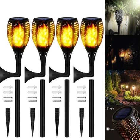Stillcool® 4pcs 33 LED Lampe de Jardin Solaire Applique flamme multifonction décoration patio imperméable (1/4)
