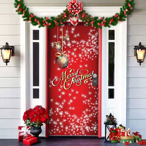 Rideau De Porte Festif - Polyester - 91 X 203 Cm - Pour Décoration De Noël Et Du Nouvel An - 1 Pièce (1/5)
