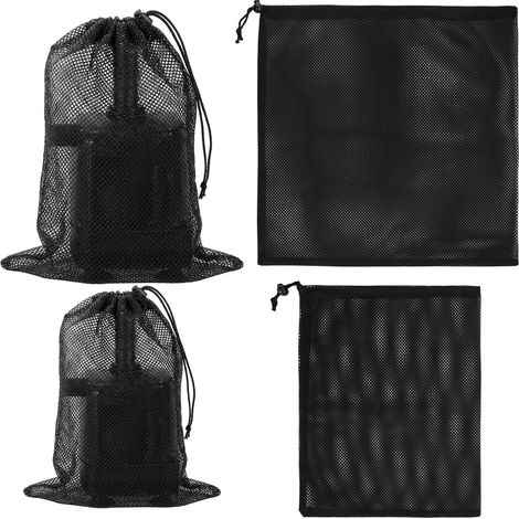 Lot de 2 filtres de pompe en filet avec cordon de serrage - 45 x 45 cm et 41 x 31 cm - Sac filtrant pour bassin d'eau en plein air (1/5)
