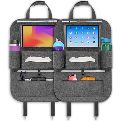 2x Rückenlehnen-Schutz Auto Filz Rücksitzschoner Kinder 60cm/23,6inch Organizer (1/4)