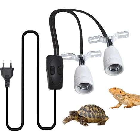 1 Douille chauffante, Interrupteur double, Céramique, Rotation 360 degrés, E27, Pour terrarium reptile (1/5)