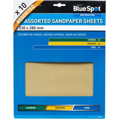 Blue Spot Tools 10 Piece Assorted Sandpaper Sheets