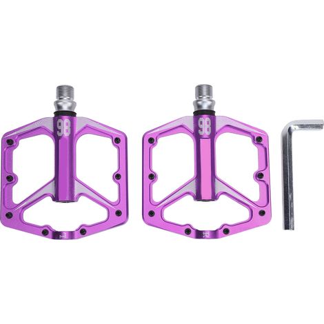 Paar Fahrradpedale mit 3 abgedichteten Lagern, hohl, rutschfest, aus Aluminiumlegierung, für Mountainbikes (lila). (1/5)