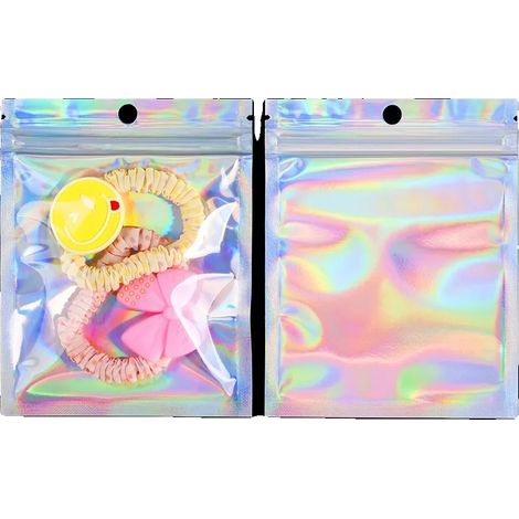 Bolsa holográfica, diseño resellable, uso versátil, holográfica, 20x30cm, 50 unidades (1/2)