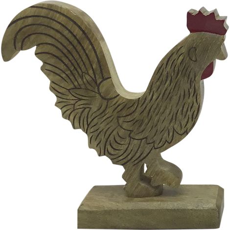 Signes Grimalt Figura da tavolo in legno con animali di pollo marrone - 26x25x6 cm
