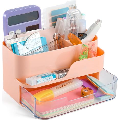 Schreibtisch-Organizer mit Schublade, Stiftehalter für Schreibtisch, Büro, Schreibtisch-Organizer und Aufbewahrungsmöglichkeit für Zubehör mit 7 Fächern