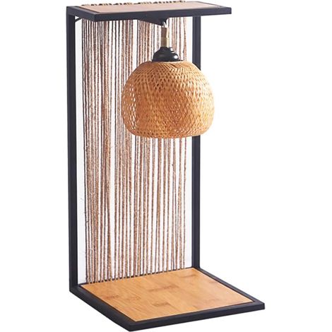 Lanterne Décorative Lampe de Table Rétro en Ficelle, Lampe de Lecture de Chevet pour Chambre, E27 Source Lumineuse, Bouton Interrupteur Lanterne