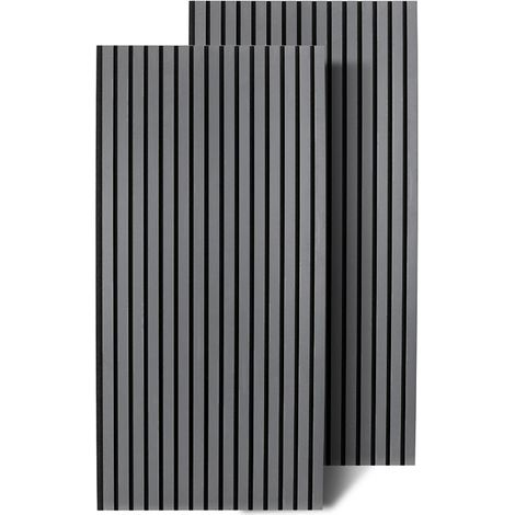Wolketon Akustikpaneel Wandpaneel Holzlamellen 120x60 cm, Grau, Filz MDF, 1 Stück, Schallabsorber Dämmplatte (1/5)