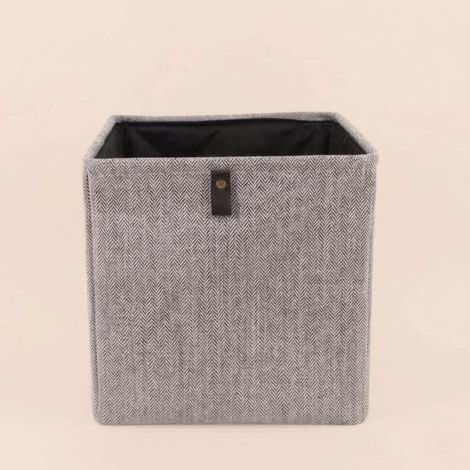 Cube de rangement à chevrons gris 31x31x31cm (1/5)