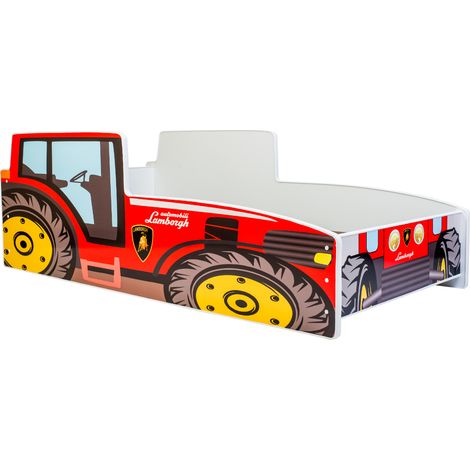 Tracteur lit simple rouge 80x160