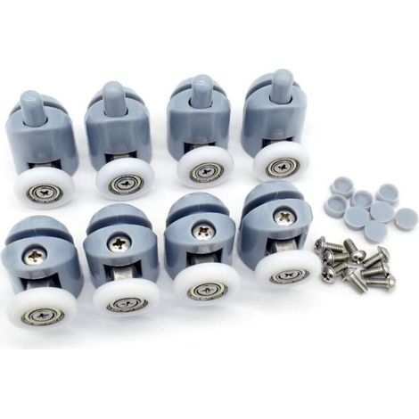 Lot de 8 roulettes simples de 25 mm pour porte de douche (supérieure et inférieure). roulettes coulissantes pour porte de salle de bain (1/5)