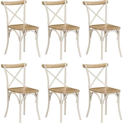 Sillas con respaldo cruzado 6 uds madera maciza de mango blanco vidaXL