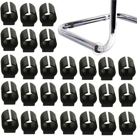 32pcs Patin Pied Chaise Tube Embout Tampon Capuchon Bouchon Protection Plancher Meuble Forme U En Plastique Chaise Casquettes,Chaise Jambe Caps Silicone Tube Pince (25mm,Noir) (1/5)
