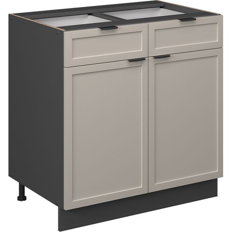 Mobiletto base per cucina Fame-Line, GrigioBeige, 80 cm senza piano di lavoro, Vicco
