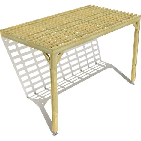 Pergola bois • 4m x 2m • adossée • sens profondeur • lattage bois • livraison comprise