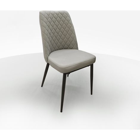 SEDIA MOD. TUFI METALLO NERO E MICROFIBRA GRIGIO CHIARO (1/5)