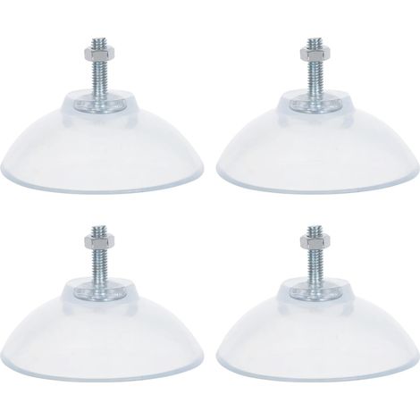 Lot de 4 Pieds à Ventouses Industrielles Transparents 8,4 Cm Vis M6 et Écrou Hexagonal pour Coupe-frites, Patins Antidérapants en Plastique, Stabilisateurs Adaptés à Usage
