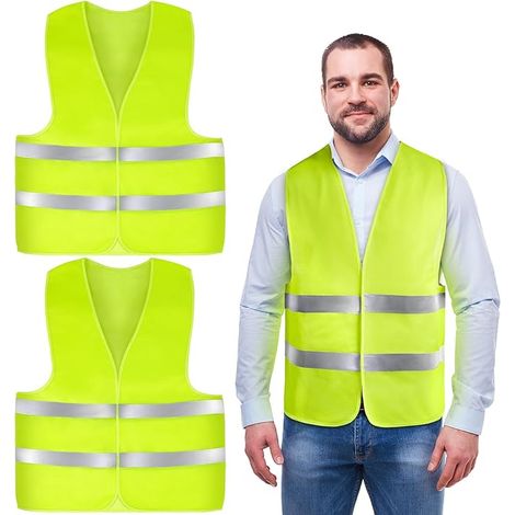 APEX Gilet de sécurité, gilet réfléchissant, gilet vert fluorescent haute visibilité, gilet de sécurité avec bandes réfléchissantes, adapté à la course à pied, au cyclisme, à la moto et au travail. (1/5)