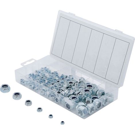 Coffret d'Écrous Freins Hexagonaux M5 à M12 - Assortiment d'Écrous Autofreins Nylon pour Automobile, Mécanique, Bricolage - Boîte de Rangement (1/5)