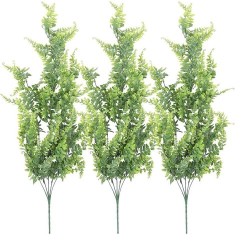 Trois fougères artificielles suspendues, plantes grimpantes, lierre artificiel, fougère de Boston, plantes suspendues d'extérieur, plantes résistantes aux UV.