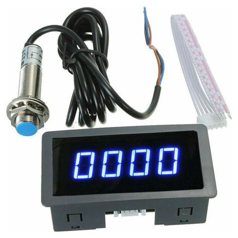 Compteur de vitesse tachymètre numérique bleu 4 LED + capteur de commutateur de proximité Hall (1/4)