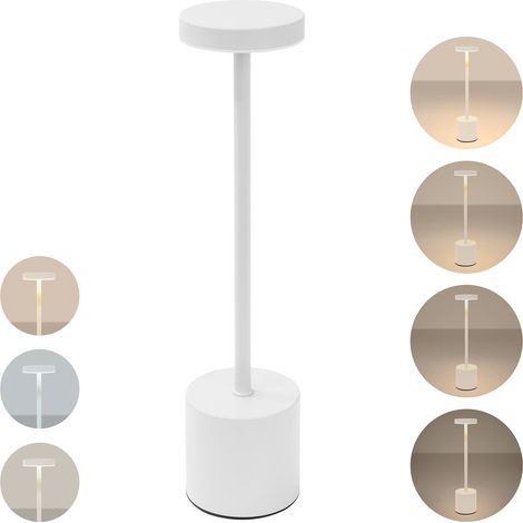 ML-Design Lampada da Tavolo a LED senza Fili con Touch, Ø8x34,5 cm Bianco, Lampadina da Comodino Dimmerabile in 3 Colori, Lume da Scrivania Portatile a Batteria Ricaricabile USB-C, Poldina per Lettura (1/5)