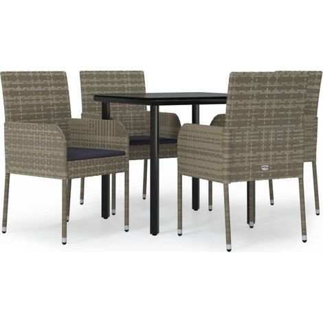Maison Exclusive - 5-tlg. Garten-Essgruppe mit Kissen Schwarz und