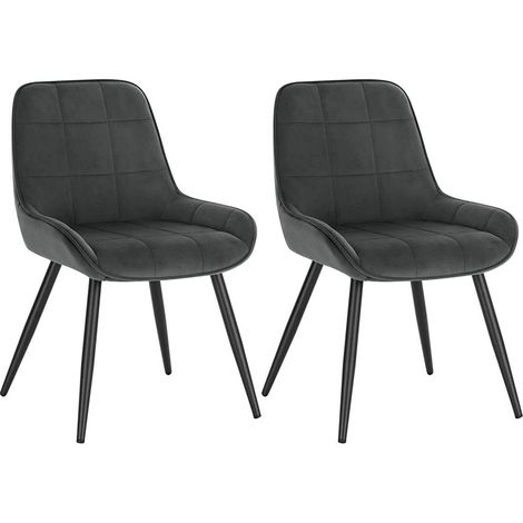 WOLTU Esszimmerstühle 2er Set, Polsterstuhl Samt, Küchenstuhl gepolstert, Akzentstuhl für Wohnzimmer Schlafzimmer Küche, ergonomischer Stuhl mit Rückenlehne, Dunkelgrau (1/5)