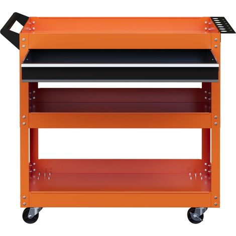 DURHAND Carrello Porta Utensili con Cassetto e 3 Ripiani in Lamiera Arancione (1/5)
