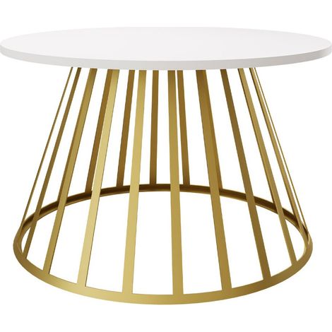 Mesa de centro Oswego 129, Blanco, 45x0x0cm, Diámetro: 75, Aglomerado laminado, Redonda
