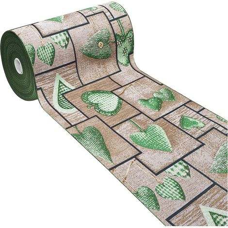 Tappeto Cucina Tessuto Gobelin Passatoia Lavabile Antiscivolo Shabby Chic Cuori 100% Made In Italy Verde - 54x110 cm
