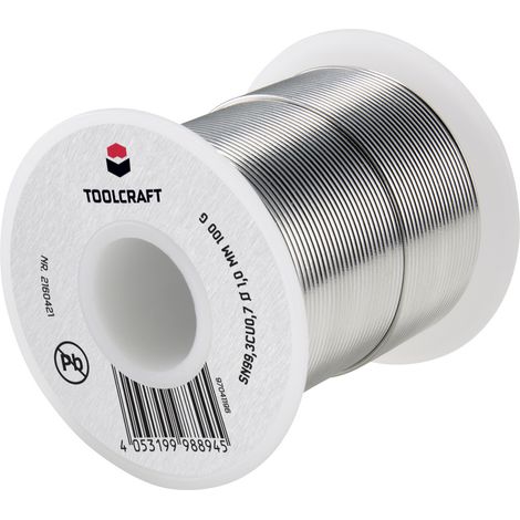 Étain à souder sans plomb TOOLCRAFT TO-6481263 bobine Sn99,3Cu0,7 ROL1 100 g 1 mm (1/3)