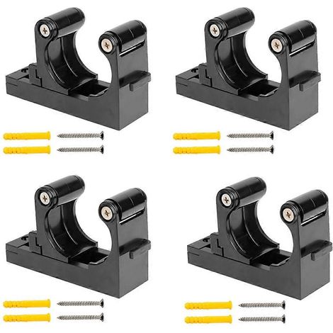 Lot de 4 supports muraux pour vélo, crochets de stationnement, porte-vélos de route, fixation murale verticale noire. (1/5)