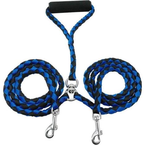 2 Voies Double Coupleur Non-Tangle Nylon Chien Chat Marche Double Laisse Plomb Traction Animal Ceinture (1/3)