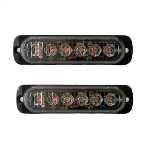 Lot de 2 feux stroboscopiques LED jaunes pour voiture (12V/24V). (1/5)