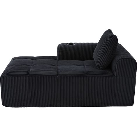 CHICFURN Sofá 1 plaza 158x93x61 cm en tejido de pana negro, sin montaje, con almacenaje (1/5)