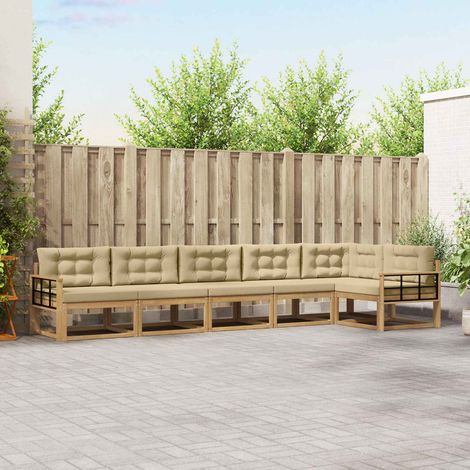 vidaXL Outdoor-Sofagarnitur mit Kissen 4 pcs Weiß und Beige Polyester (1/5)